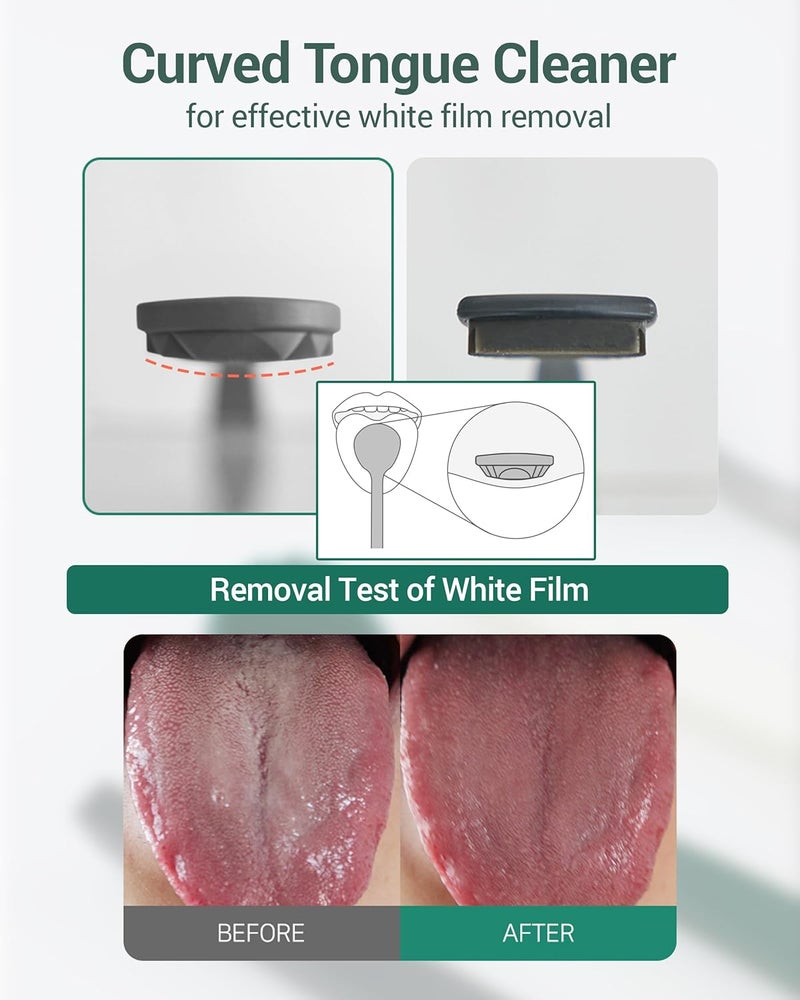 DEARCUS Store Korean Tongue Scraper with 3 Replaceable Heads - 100% BPA Free TPE Tongue Cleaner - Reduce Bad Breath & Without Hurt - Hygienic Scraper - Modern & Simple Design (Gray) - Image 3